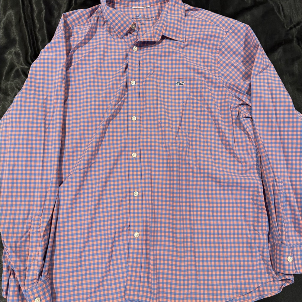 Vineyard Vines Pink and Blue Plaid Shirt